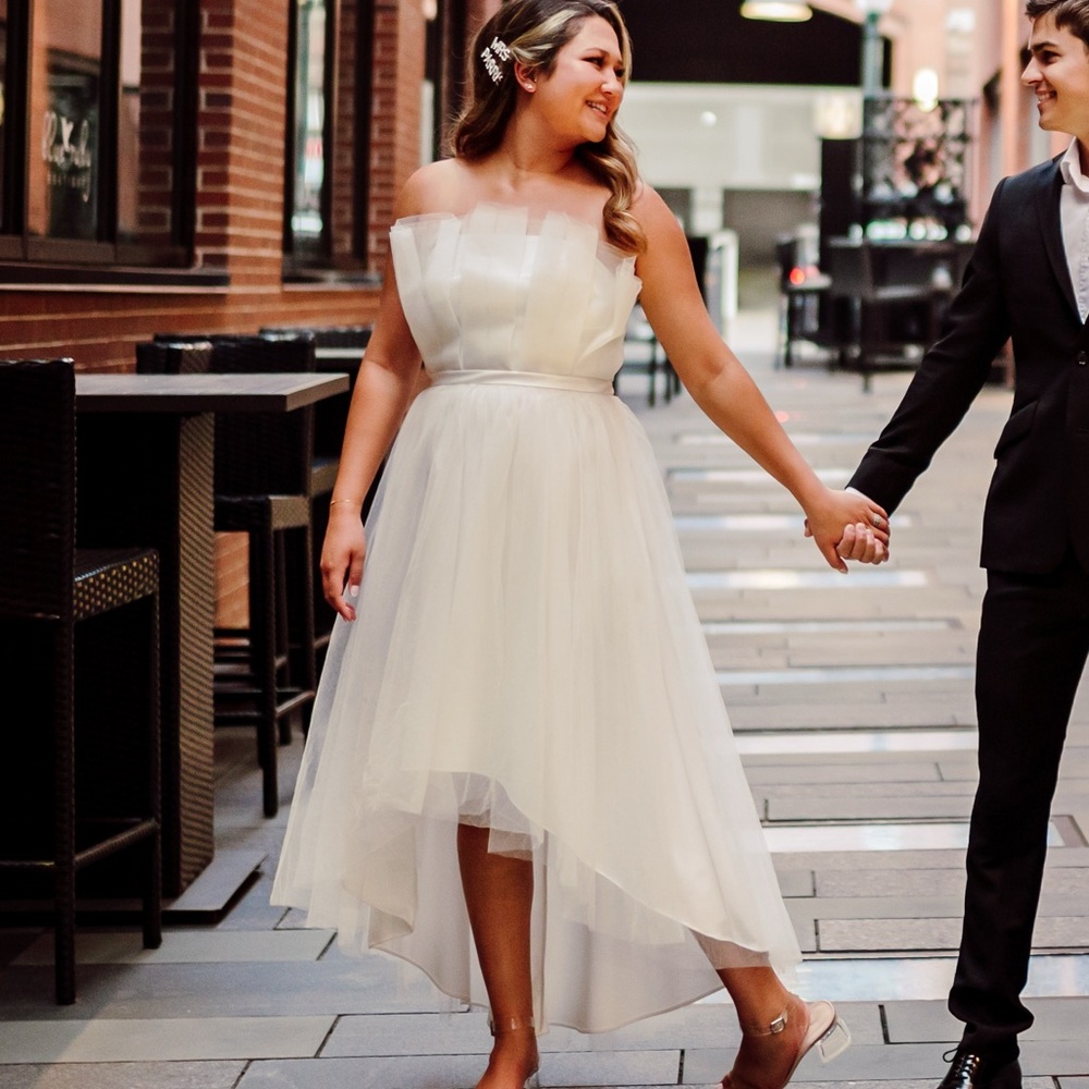 Dolly & Delicious White Tulle High Low Dress